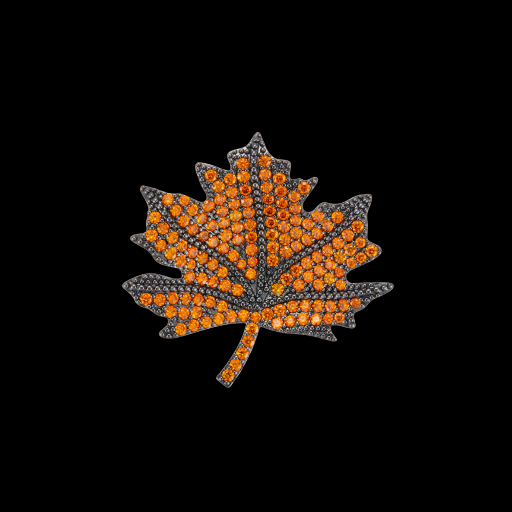 AVELIA Orange Crystal Maple Leaf Brooch