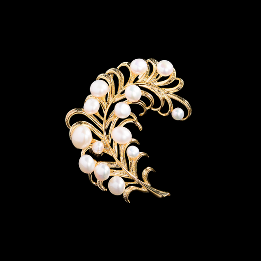AVELIA Pearl Feather Brooch​