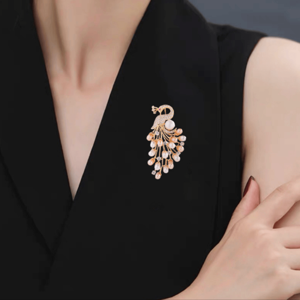 AVELIA Pearl Peacock Brooch​