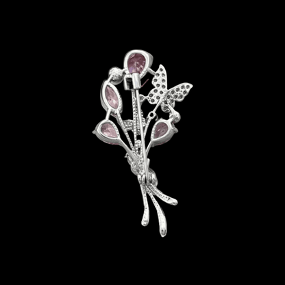AVELIA Pink Crystal Bouquet Brooch