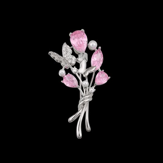 AVELIA Pink Crystal Bouquet Brooch
