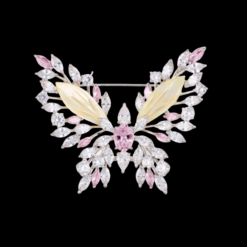 AVELIA Pink Crystal Butterfly Brooch