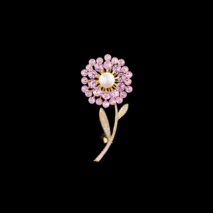 AVELIA Pink Crystal Dandelion Brooch