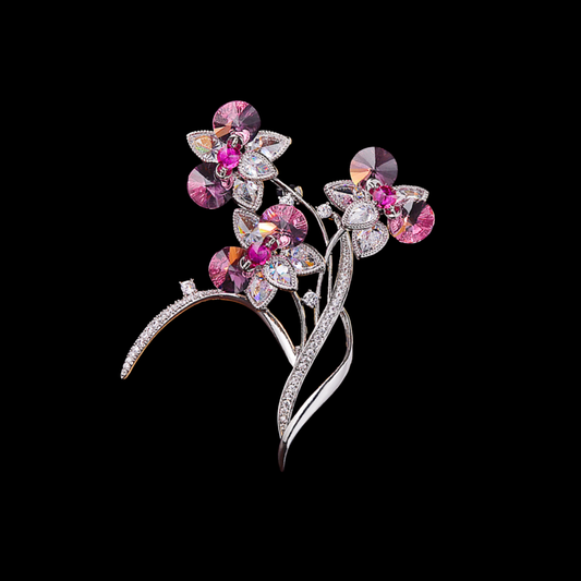 AVELIA Pink Crystal Orchid Brooch​