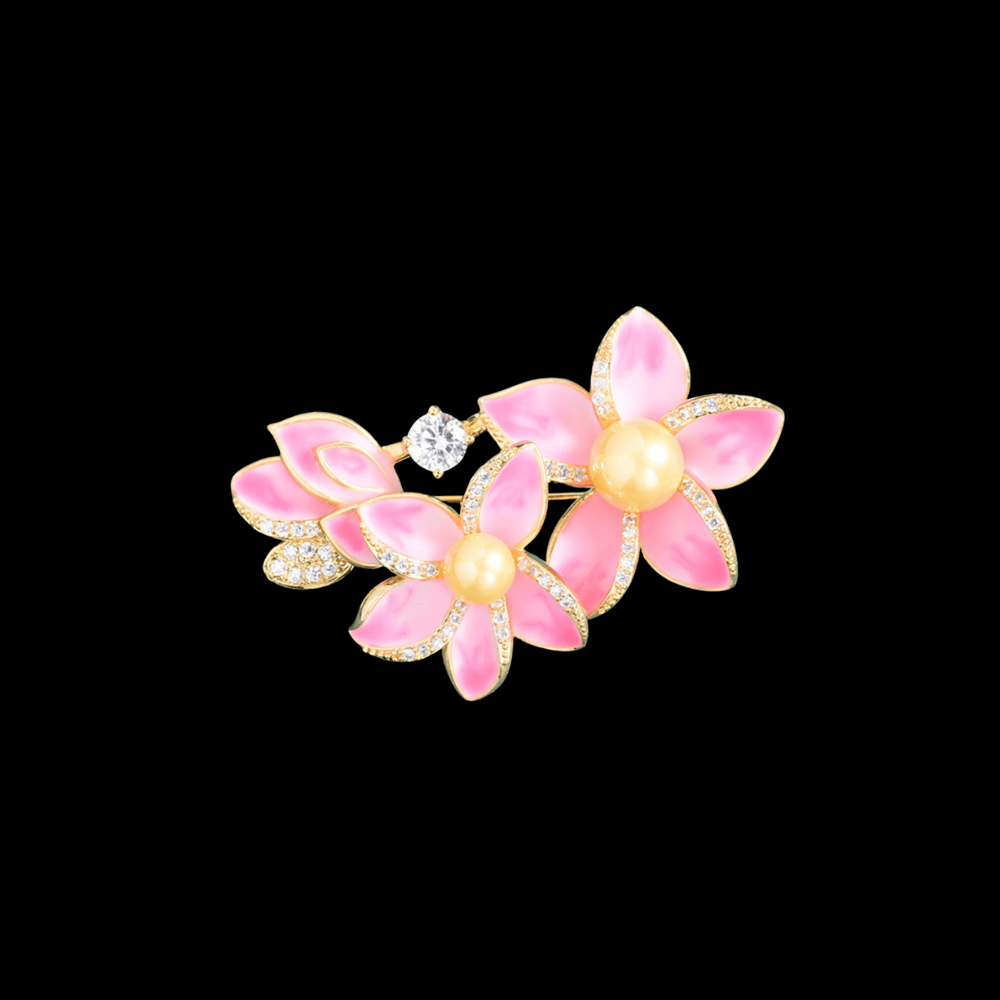 AVELIA Pink Enamel Cherry Blossom Brooch