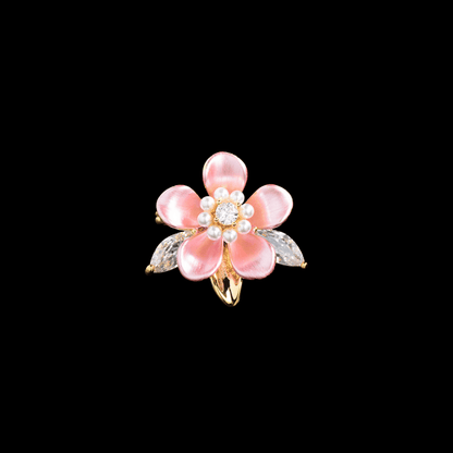 AVELIA Pink Enamel Gardenia Brooch