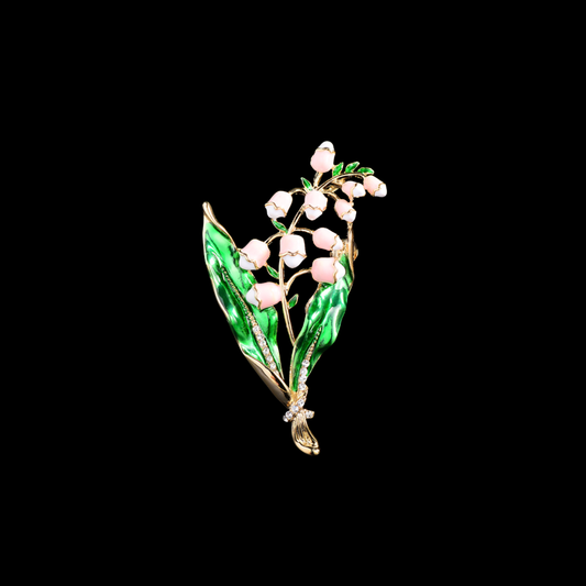 AVELIA Pink Enamel Lily of the Valley Brooch