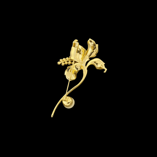 AVELIA Pink Enamel Pearl Lily Brooch