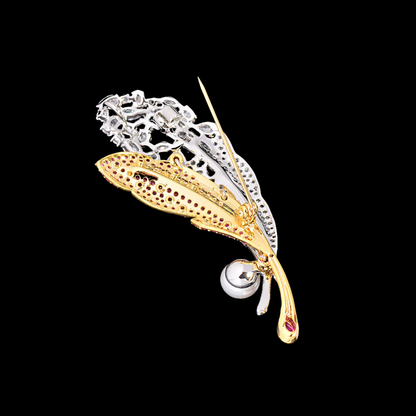 AVELIA Pink Feather Brooch