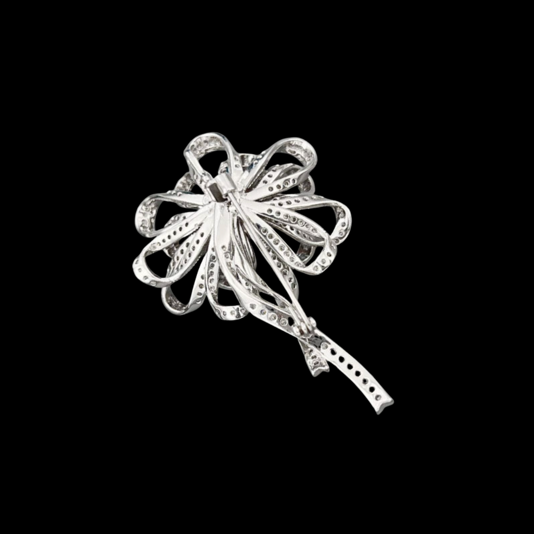 AVELIA Pink Gemstone Floral Ribbon Brooch