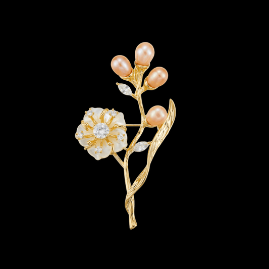 AVELIA Pink Pearl Flower Brooch