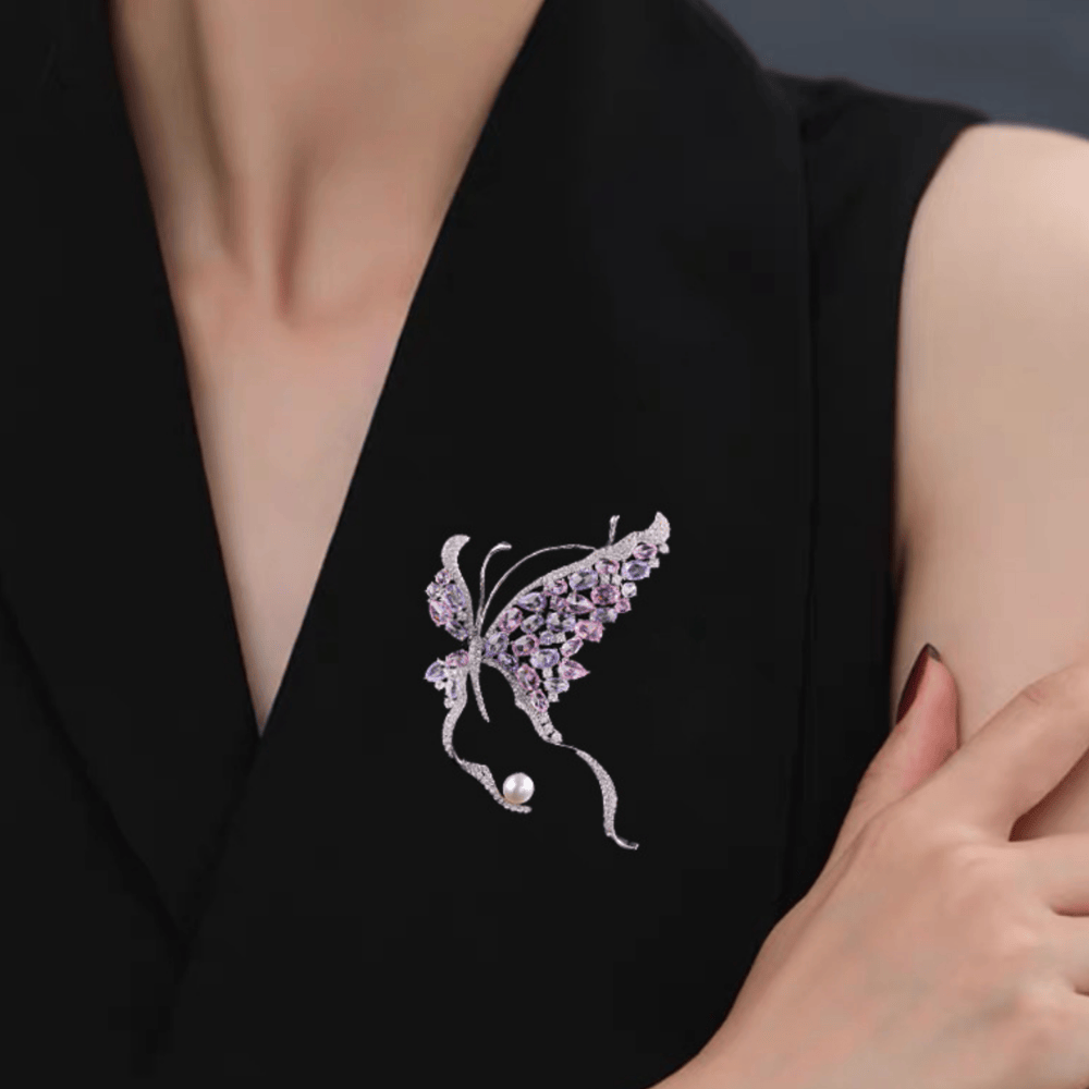 AVELIA Purple Crystal Butterfly Brooch