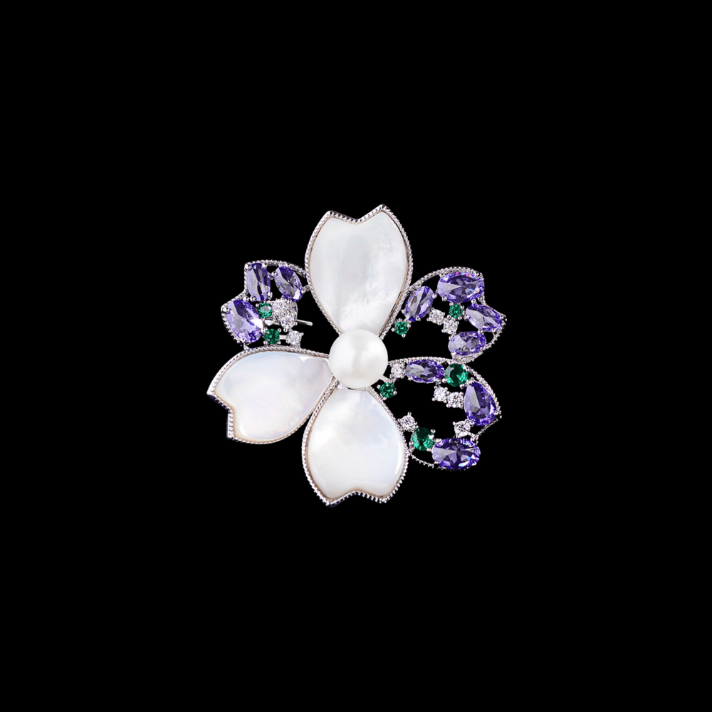 AVELIA Purple Crystal Cherry Blossom Brooch