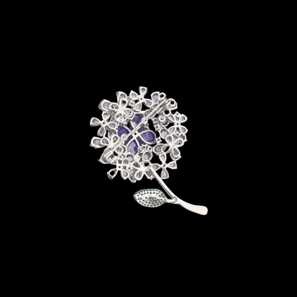 AVELIA Purple Crystal Hydrangea Flower Brooch