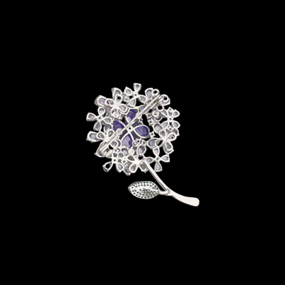 AVELIA Purple Crystal Hydrangea Flower Brooch