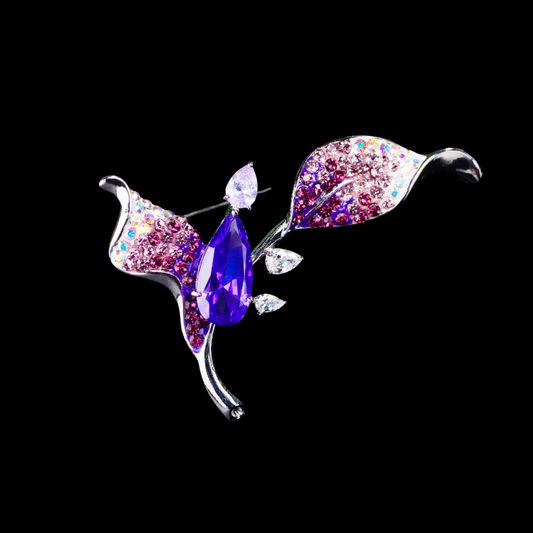 AVELIA Purple Crystal Orchid Brooch