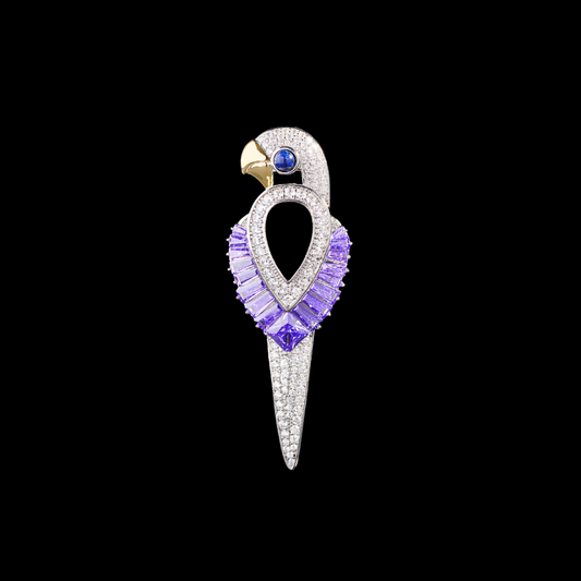 AVELIA Purple Crystal Parrot Brooch