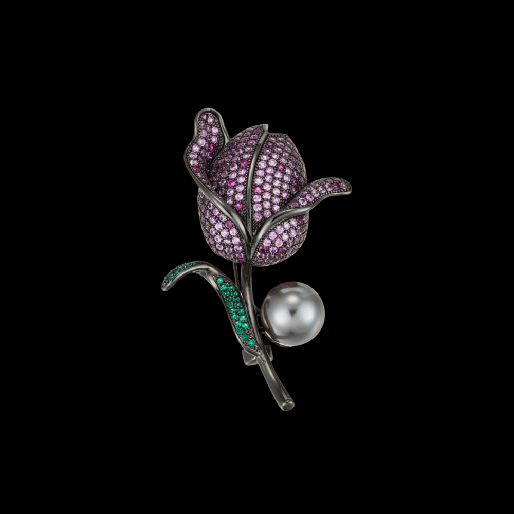 AVELIA Vintage Purple Crystal Rose Brooch