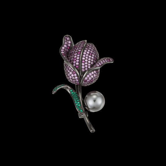 AVELIA Vintage Purple Crystal Rose Brooch