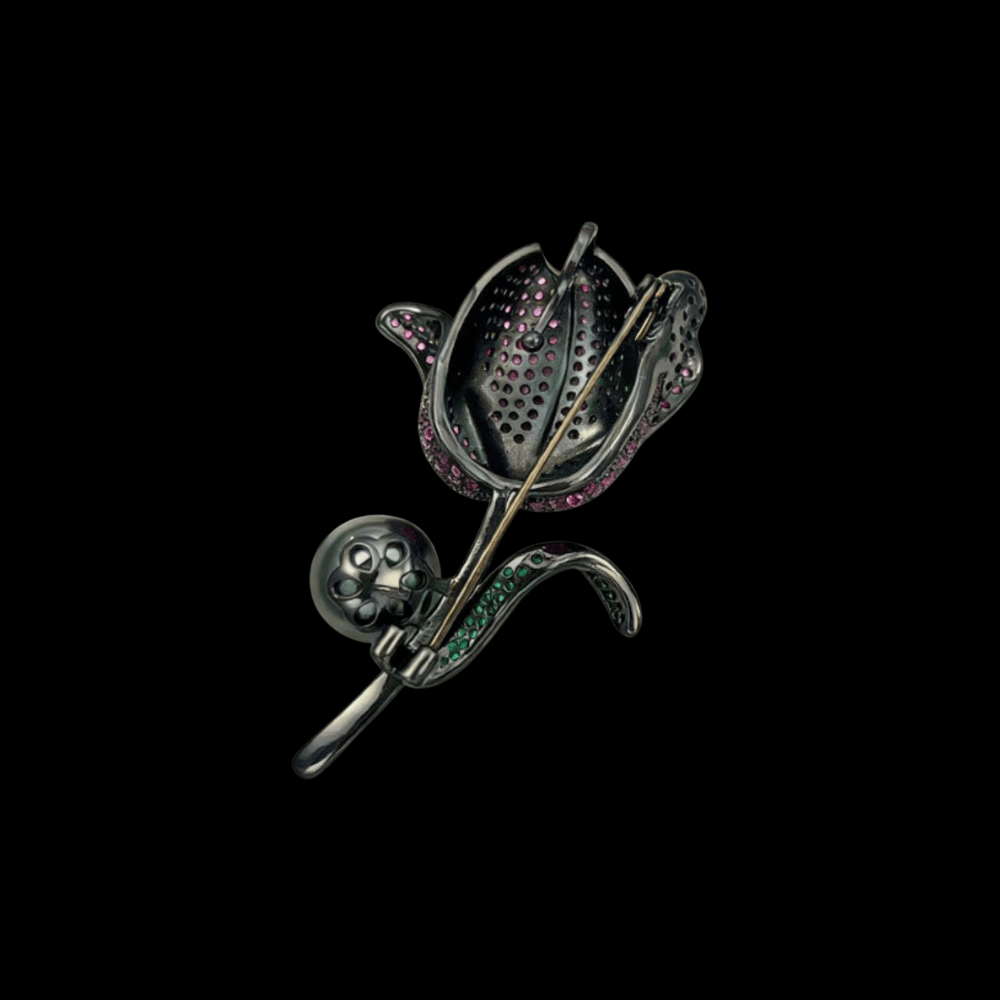 AVELIA Vintage Purple Crystal Rose Brooch