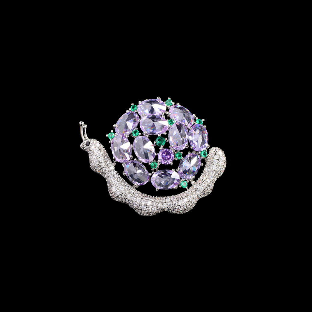 AVELIA Purple Crystal Snail Brooch
