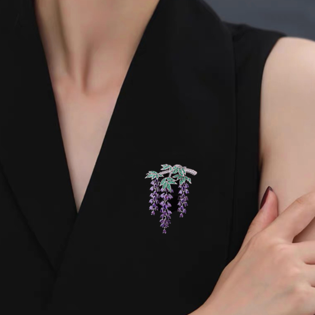 AVELIA Purple Crystal Wisteria Brooch