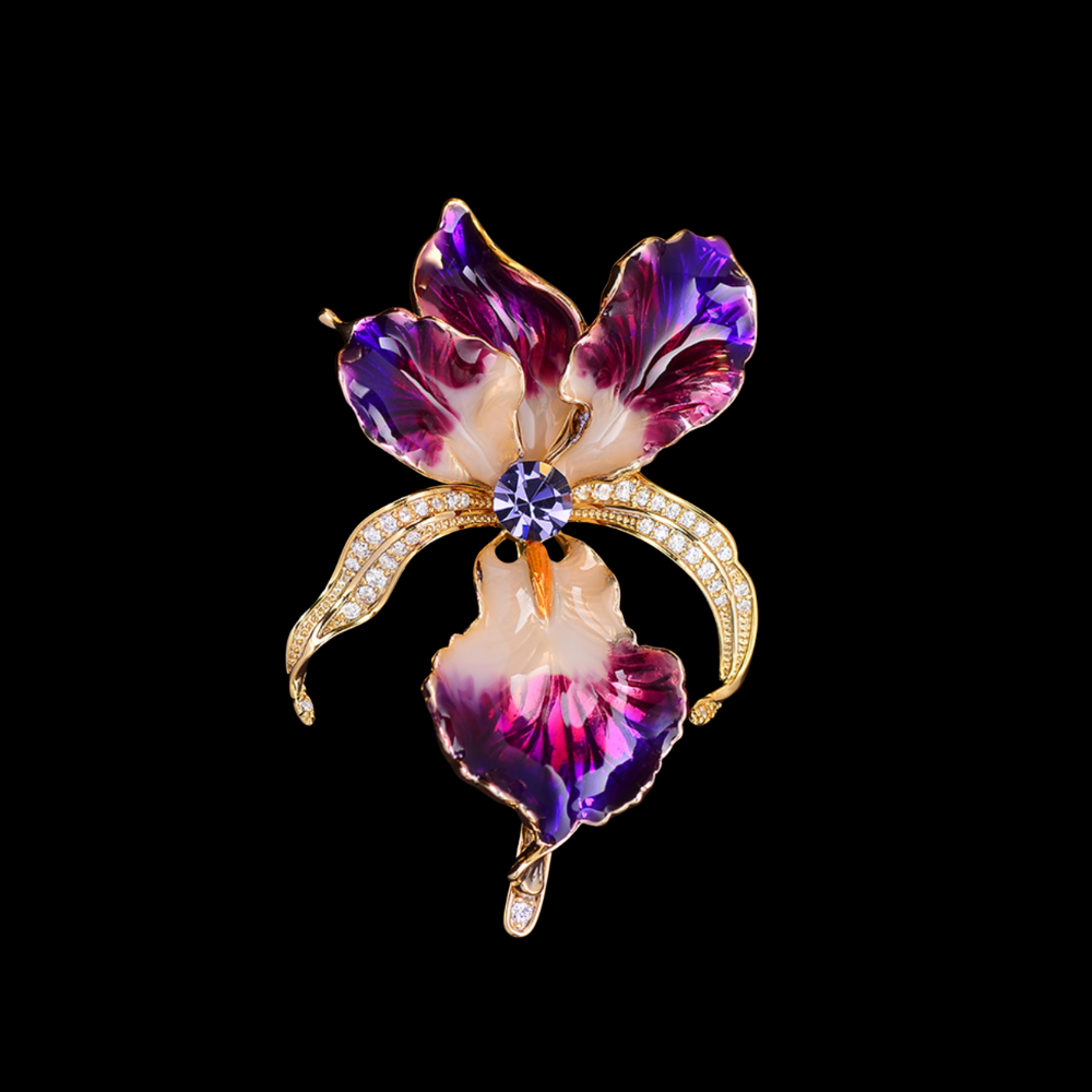 AVELIA Purple Enamel Iris Brooch​