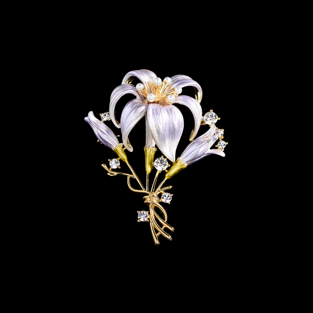 AVELIA Purple Enamel Lily Brooch