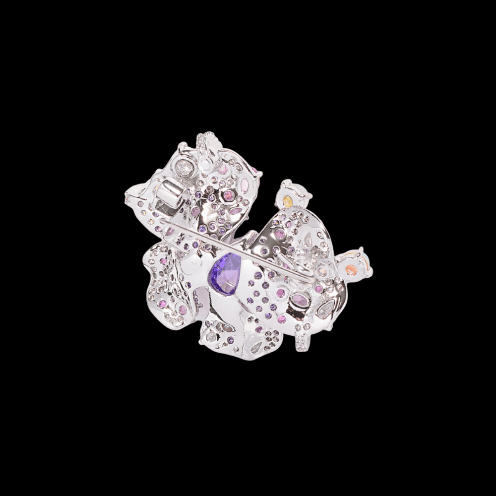 AVELIA Purple Rhinestone Silver Butterfly Brooch