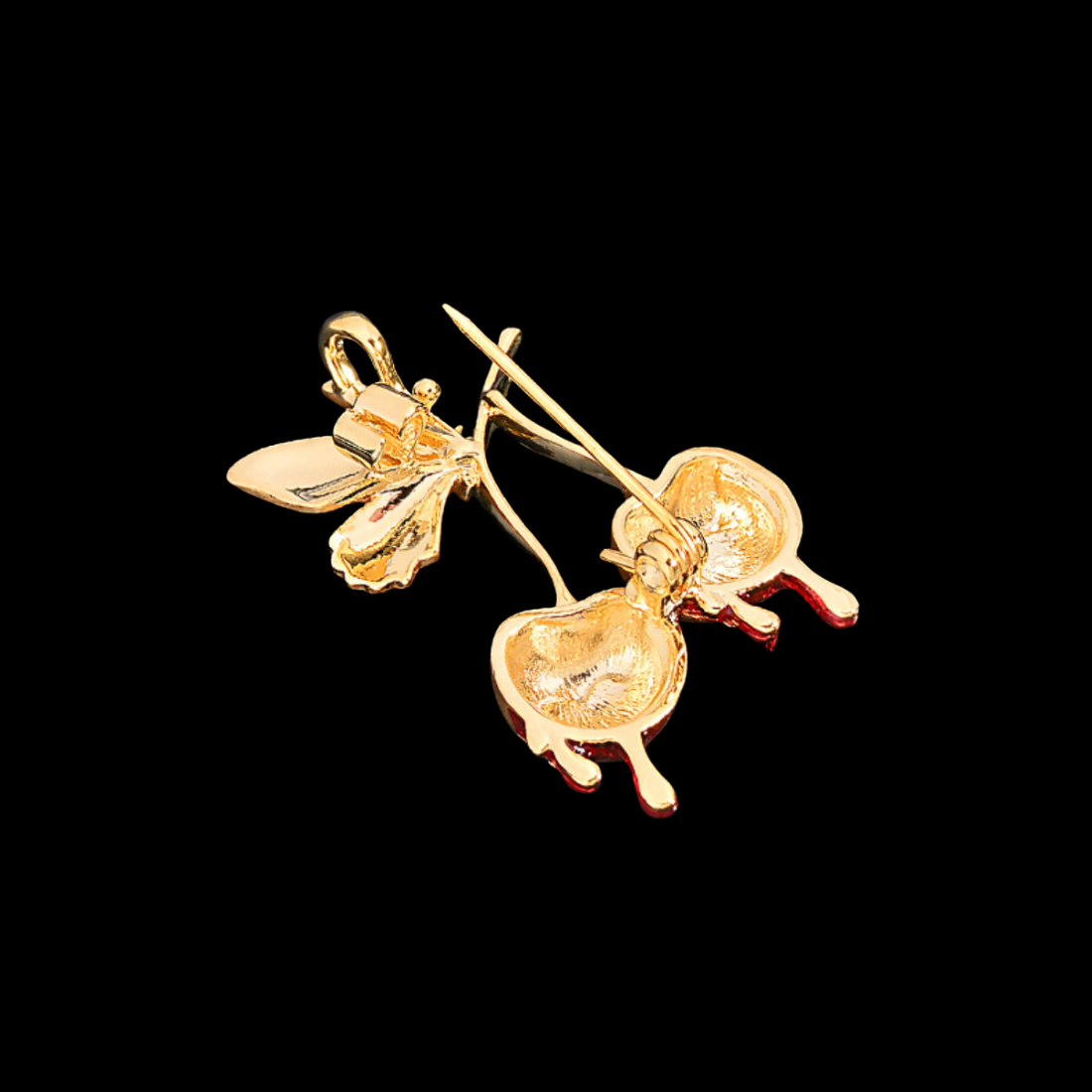 AVELIA Red Cherry Butterfly Brooch