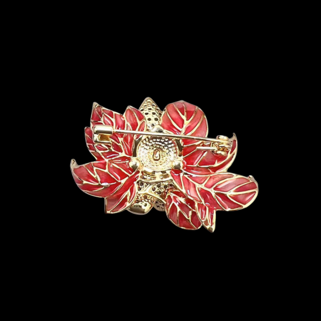 AVELIA Red Enamel Water Lily Brooch