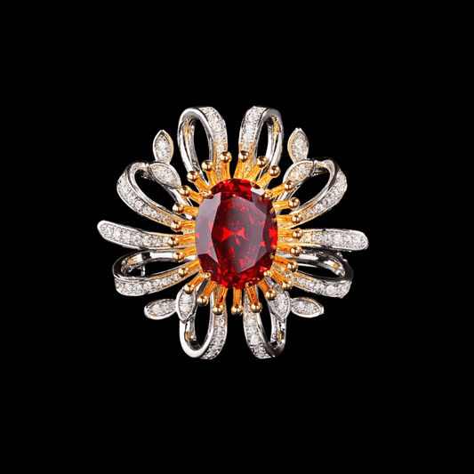 AVELIA Red Rhinestone Flower Brooch