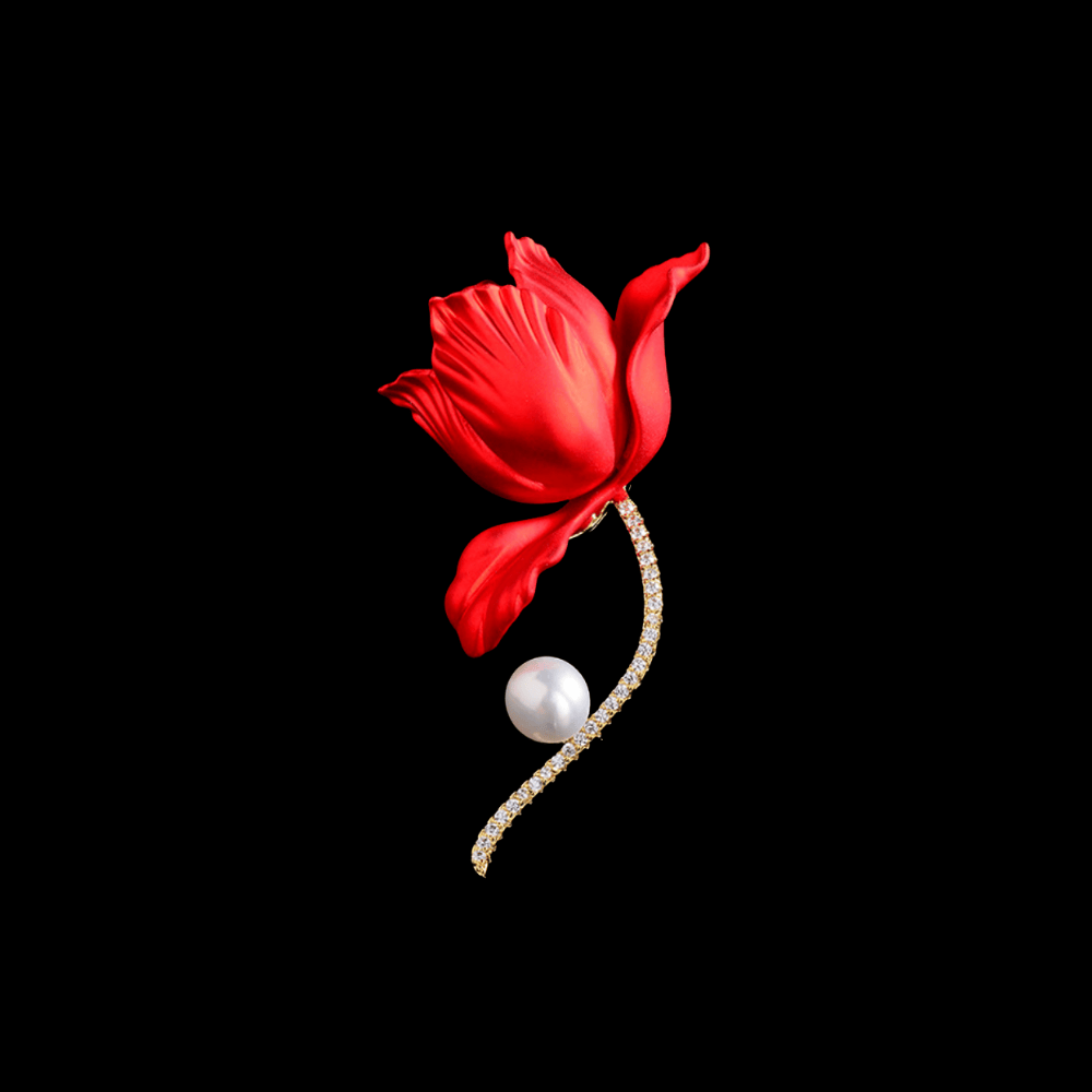 AVELIA Red Pearl Rose Brooch
