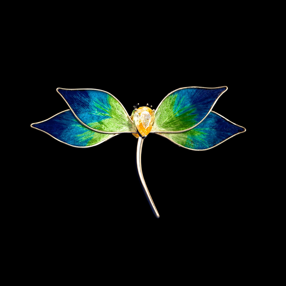 AVELIA Silk Velvet Crystal Dragonfly Brooch