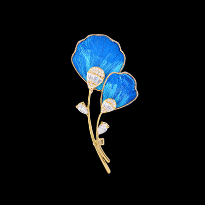 AVELIA Silk Velvet Crystal Flower Brooch