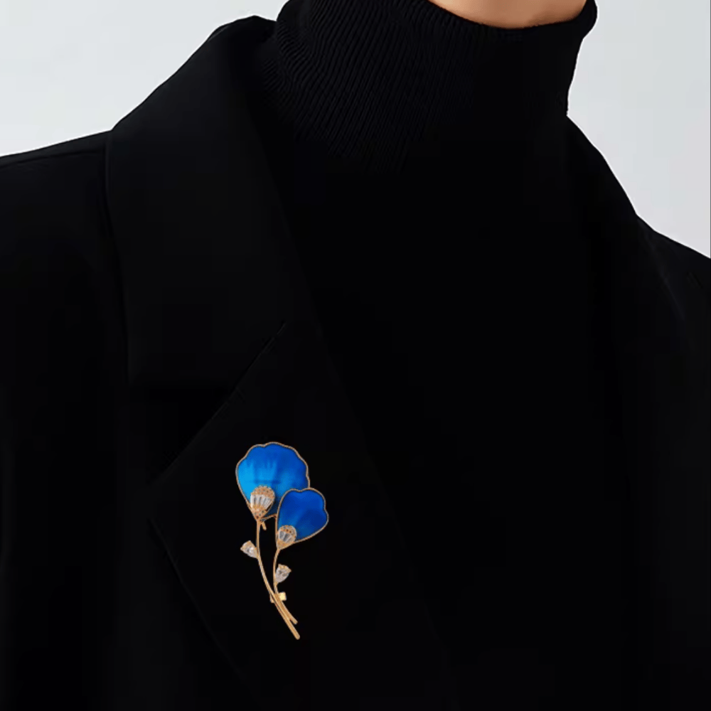 AVELIA Silk Velvet Crystal Flower Brooch