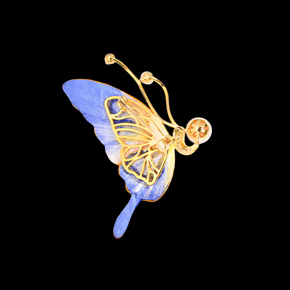 AVELIA Silk Velvet Pearl Butterfly Brooch