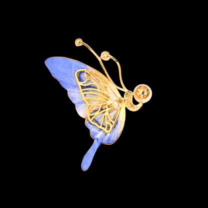 AVELIA Silk Velvet Pearl Butterfly Brooch