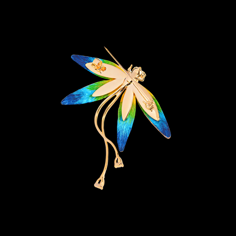 AVELIA Silk Velvet Pearl Dragonfly Brooch