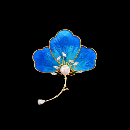 AVELIA Silk Velvet Pearl Flower Brooch