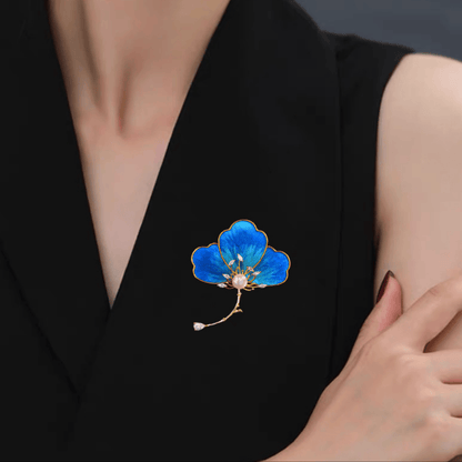 AVELIA Silk Velvet Pearl Flower Brooch