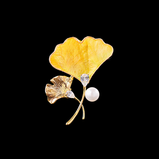 AVELIA Silk Velvet Yellow Leaf Brooch