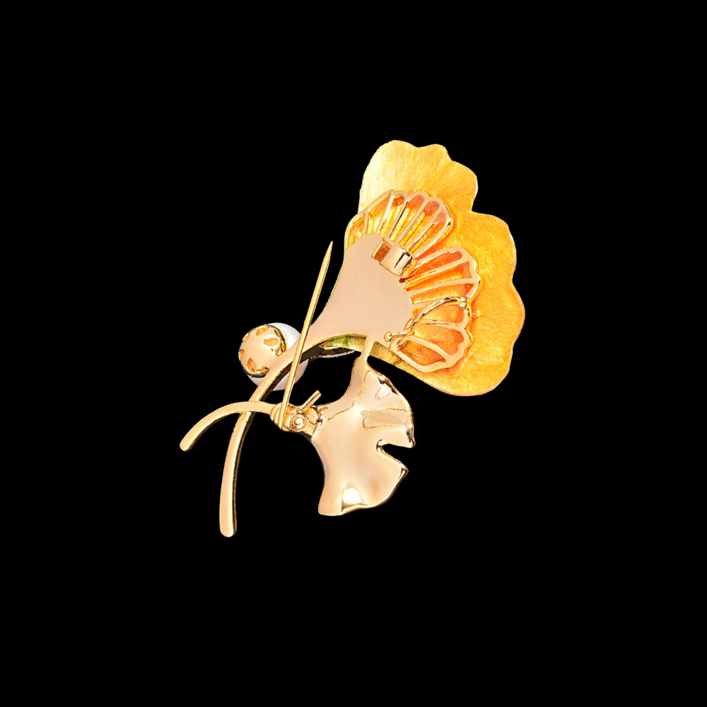 AVELIA Silk Velvet Yellow Leaf Brooch