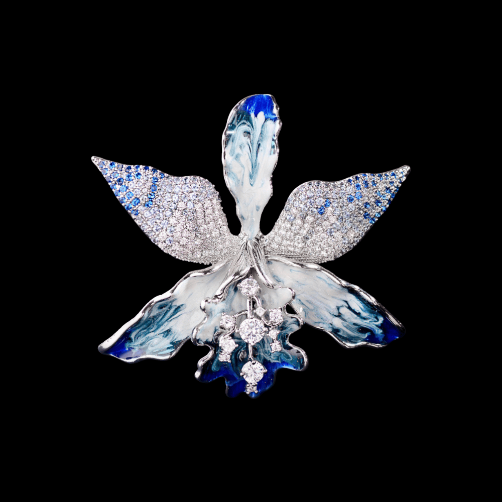 AVELIA Silver Blue Iris Brooch​