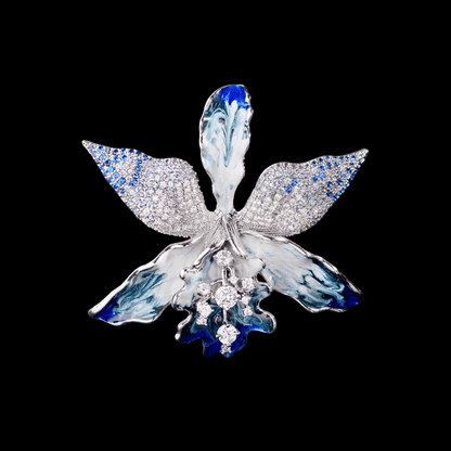 AVELIA Silver Blue Iris Brooch​