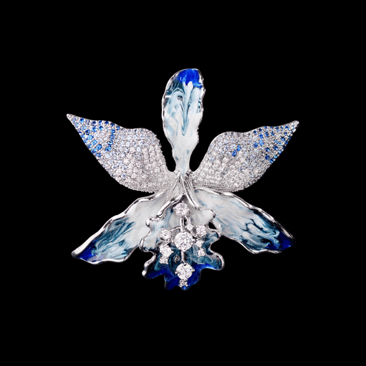 AVELIA Silver Blue Iris Brooch​