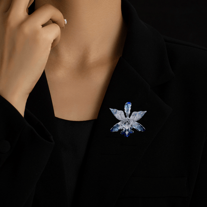 AVELIA Silver Blue Iris Brooch​