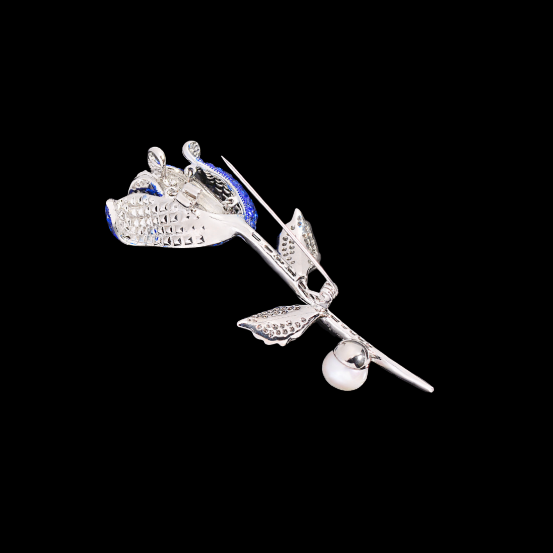 AVELIA Silver Blue Rose Brooch