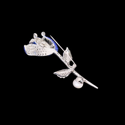 AVELIA Silver Blue Rose Brooch