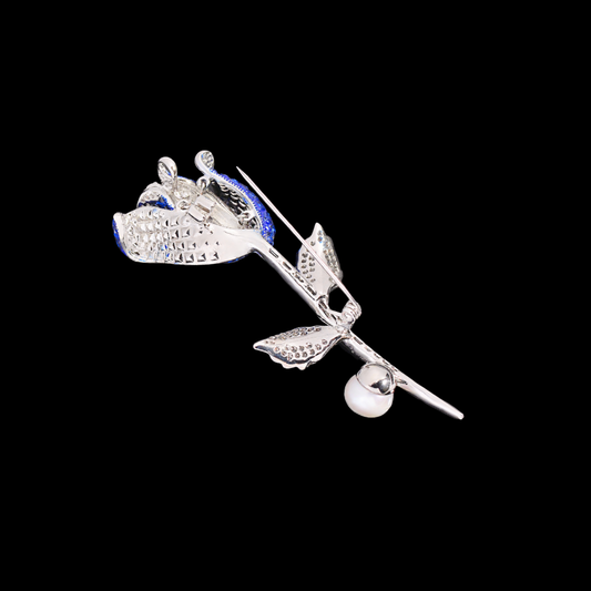AVELIA Silver Blue Rose Brooch